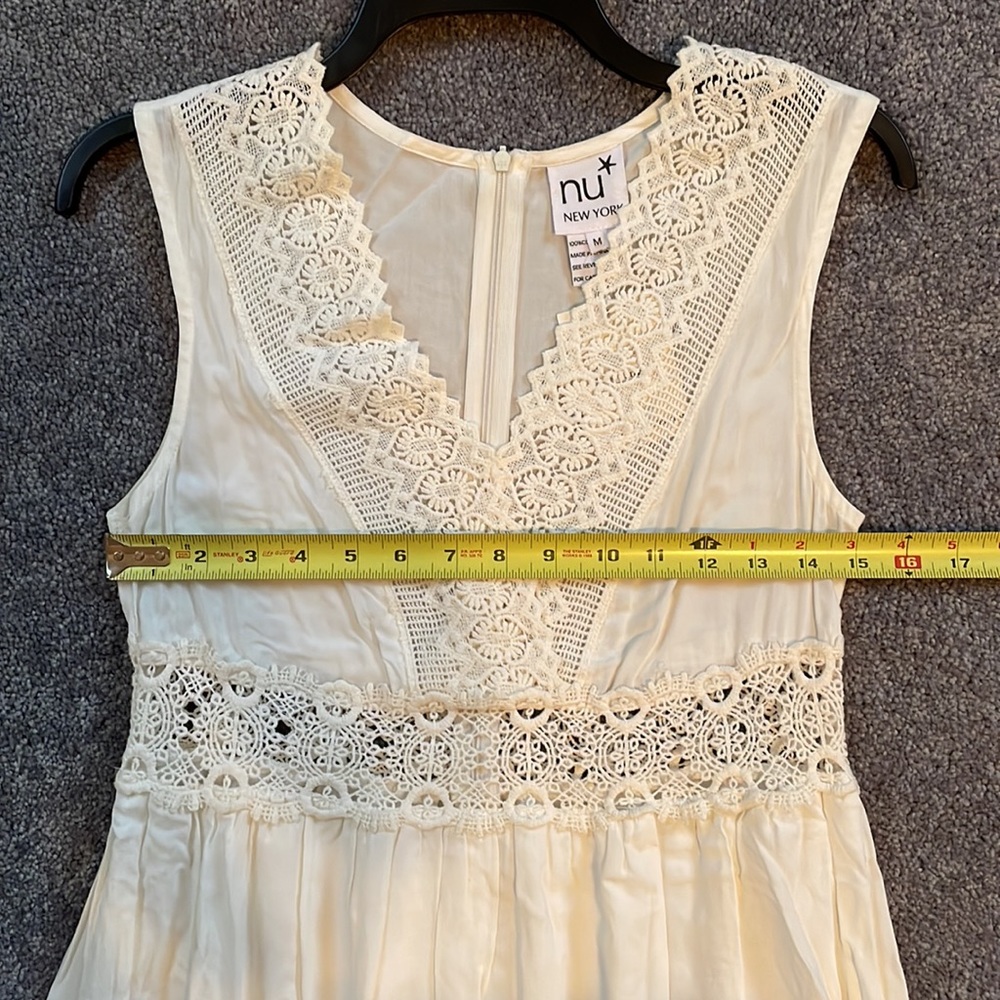 NWT Nu New York bohemian white midi dress with lace cutout trim - Picture 8 of 10